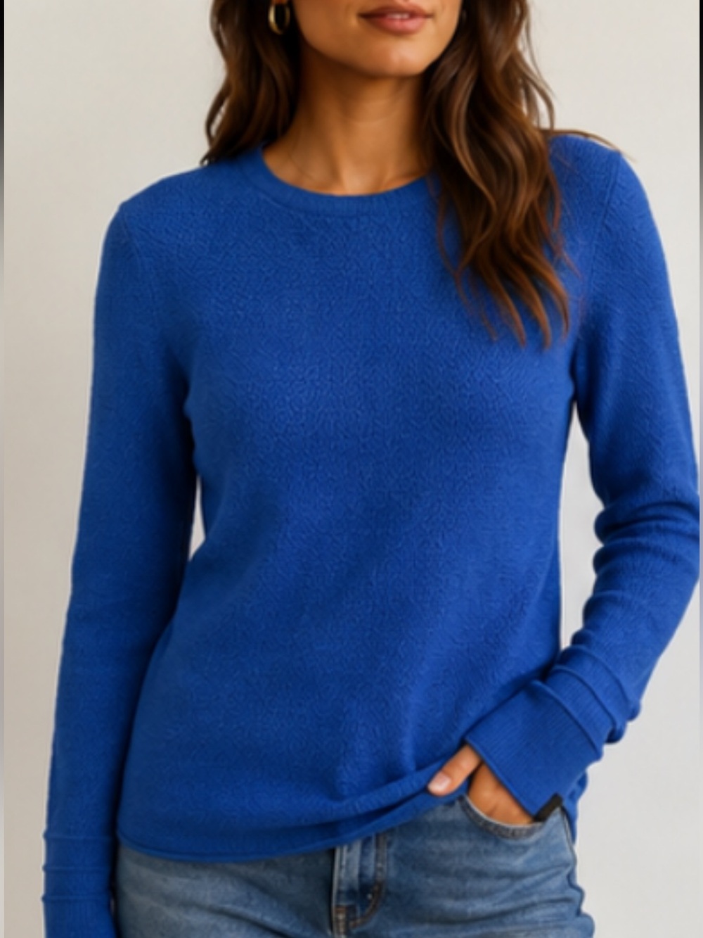 Rag & Bone New York Blue Textured Knit Wool Sweater Small Crew Neck Pullover